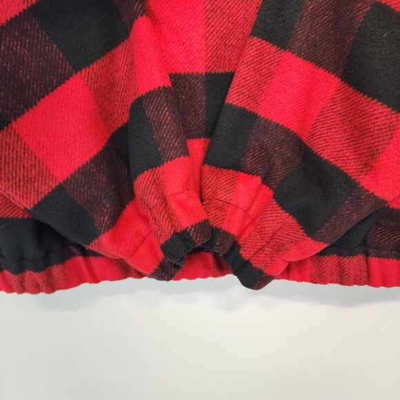 Hurley Teddy Fur Buffalo Plaid Jacket Size L Black Red 1/2 Zip Gorp Lumberjack - Picture 7 of 15